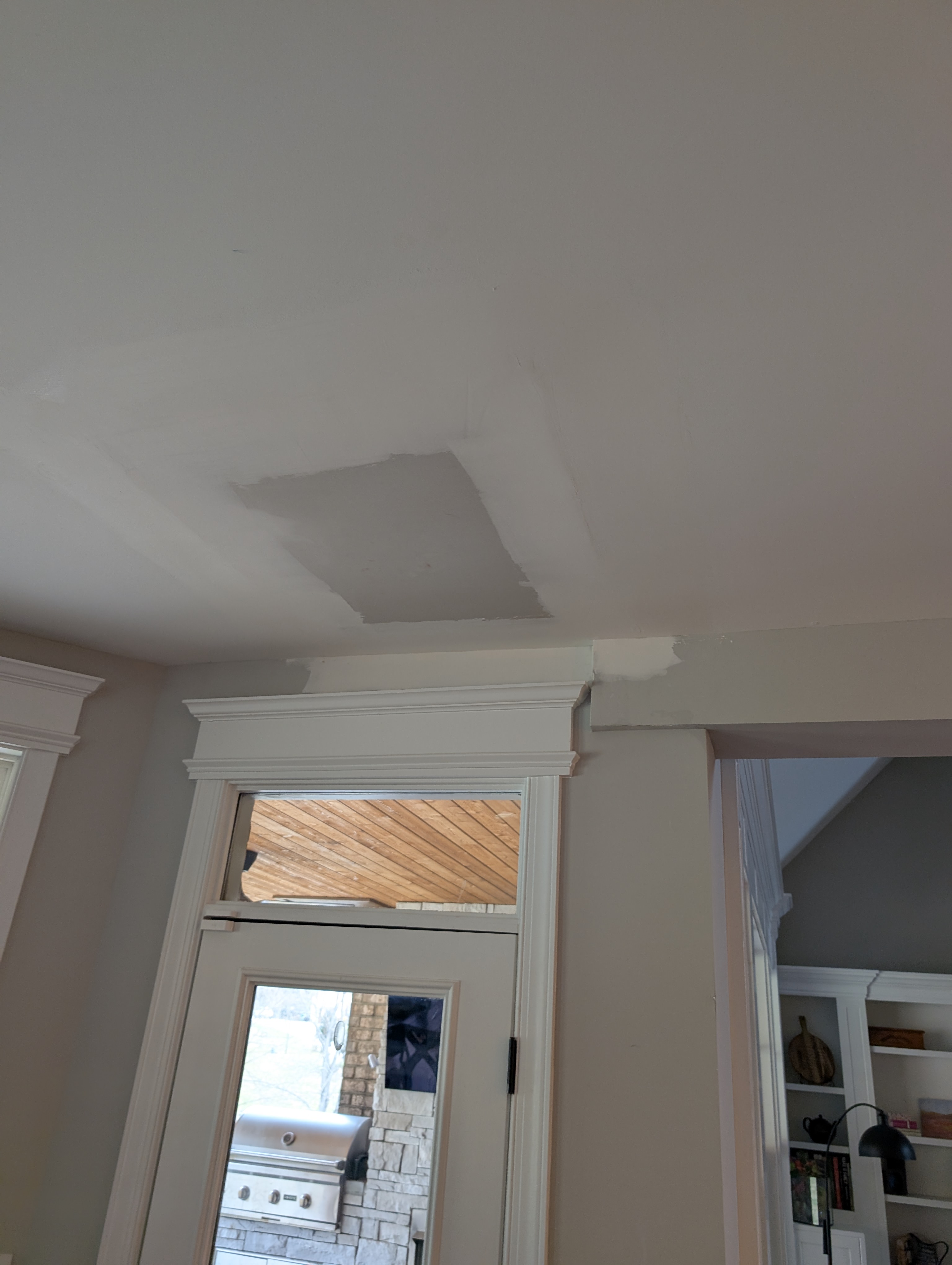 Drywall ceiling repair in progress